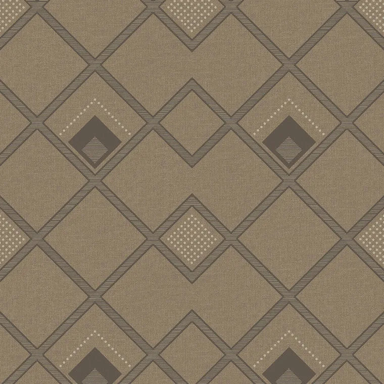 Closeup of a wallpaper showing its Brown, Contemporary, Geometric pattern, color, and subtle texture.