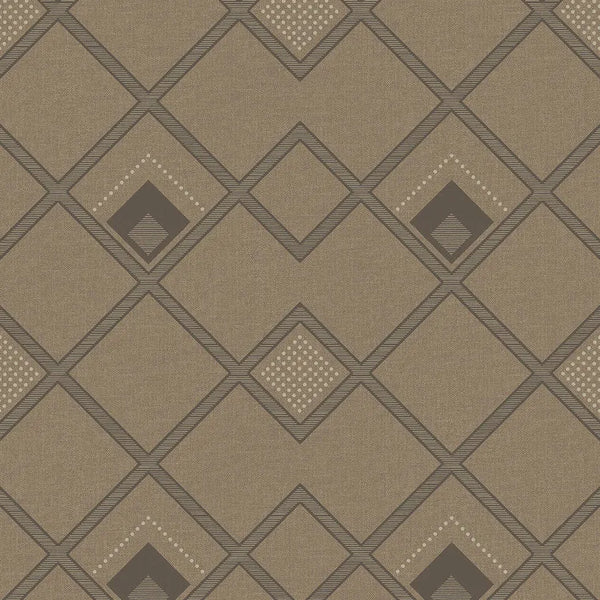 Closeup of a wallpaper showing its Brown, Contemporary, Geometric pattern, color, and subtle texture.