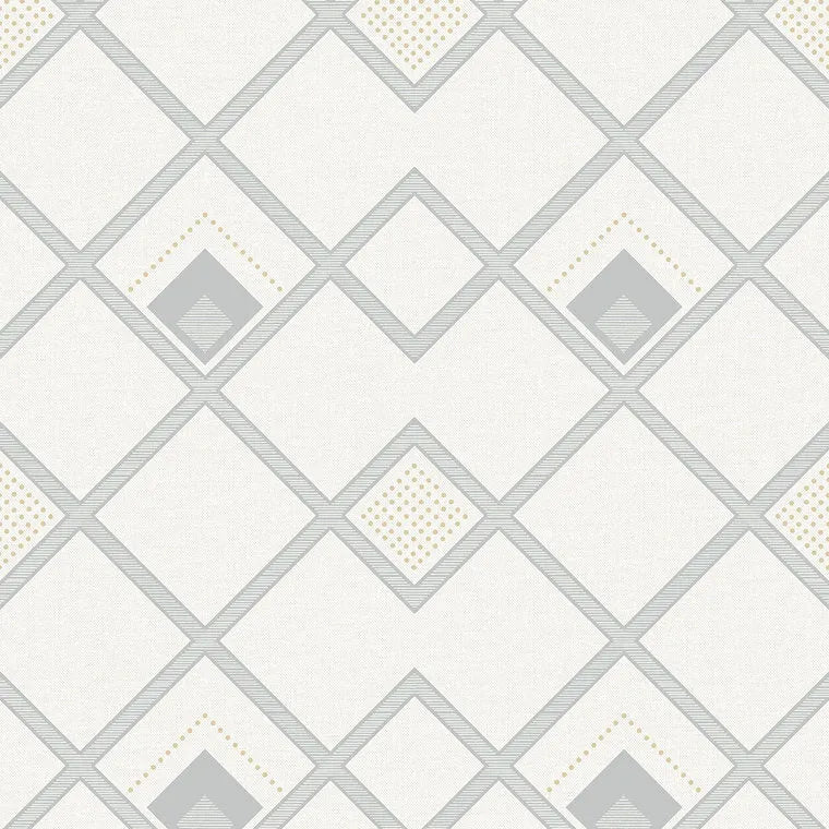 Closeup of a wallpaper showing its Contemporary, Geometric, Monochrome, White pattern, color, and subtle texture.