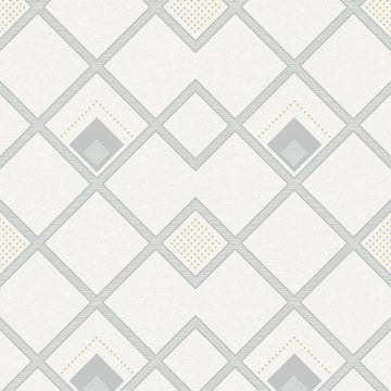 Closeup of a wallpaper showing its Contemporary, Geometric, Monochrome, White pattern, color, and subtle texture.