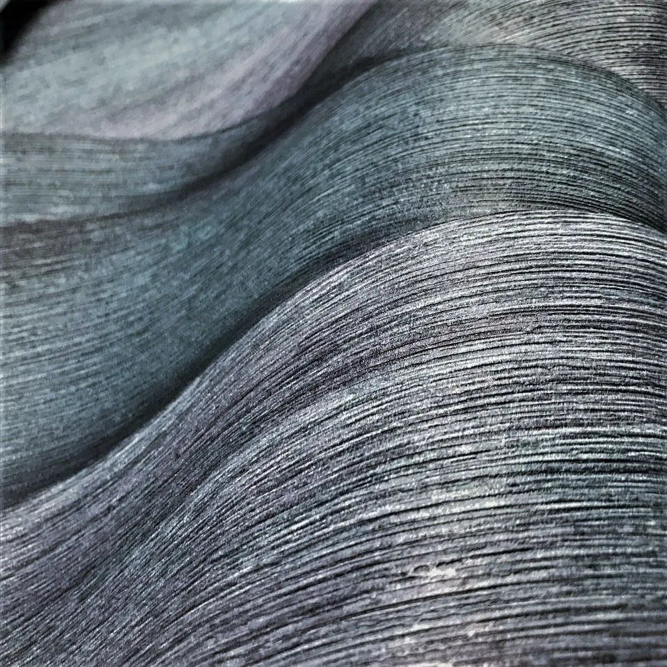 Closeup of a wallpaper showing its Contemporary, Green, Textures, Waves pattern, color, and subtle texture.