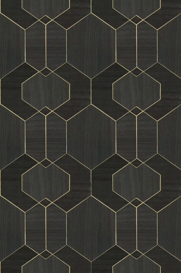 Wallpaper installed in a room showing its full pattern, color