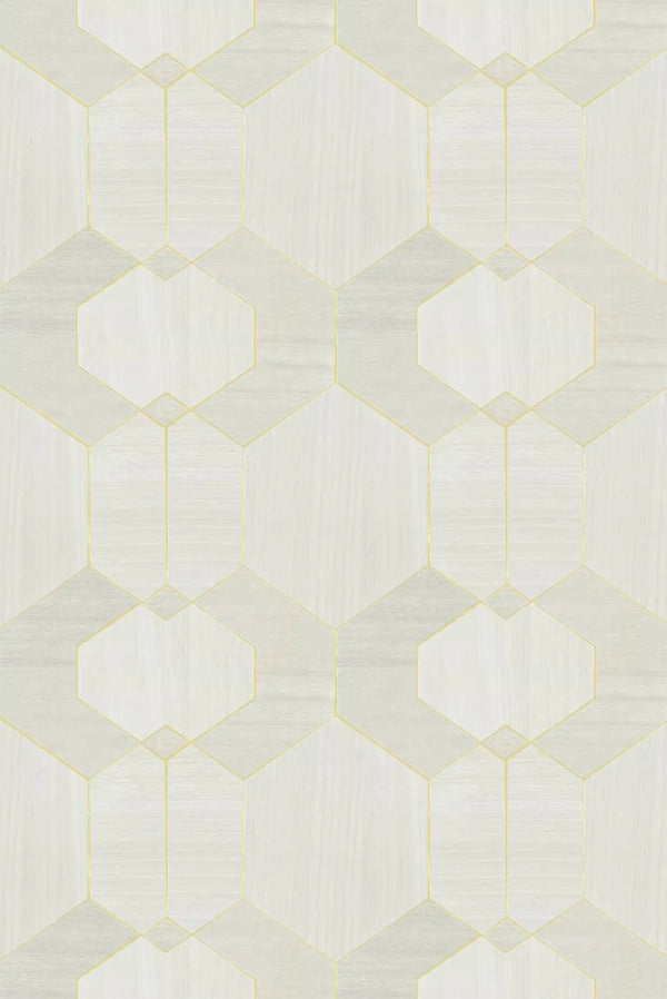 Wallpaper installed in a room showing its full pattern, color