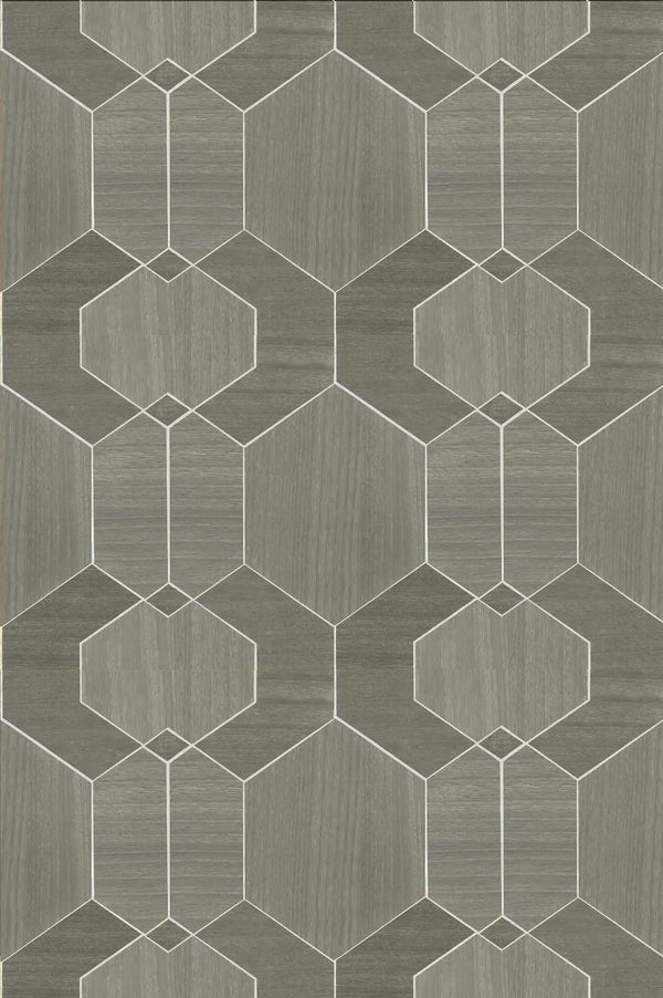 Wallpaper installed in a room showing its full pattern, color