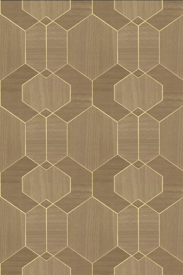 Wallpaper installed in a room showing its full pattern, color
