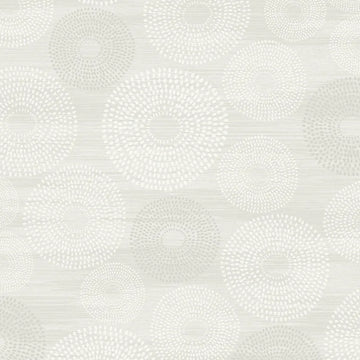 Closeup of a wallpaper showing its Circles, Contemporary, Monochrome, White pattern, color, and subtle texture.