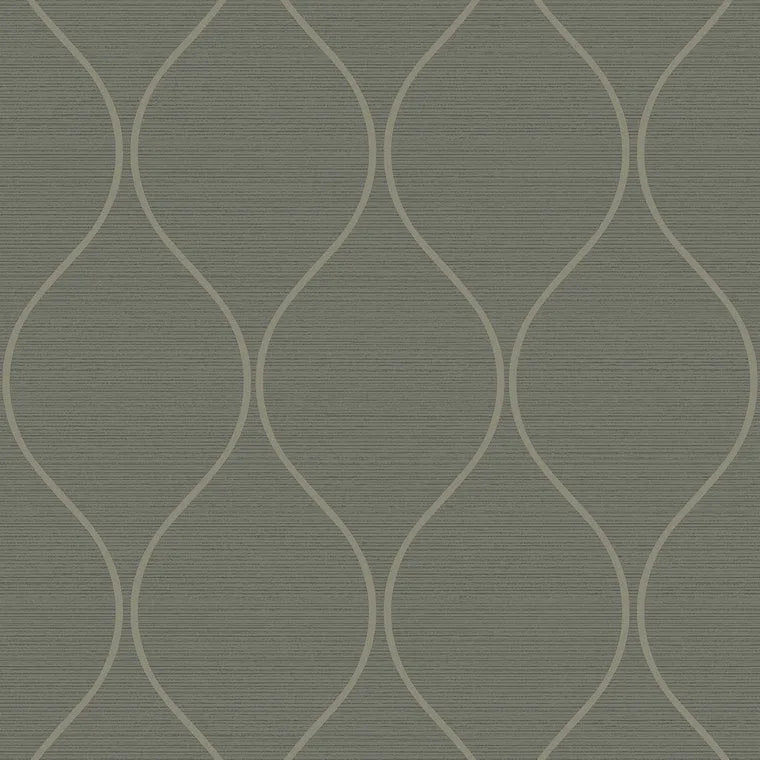 Closeup of a wallpaper showing its Brown, Contemporary, Green, Trellis, Unicolour pattern, color, and subtle texture.