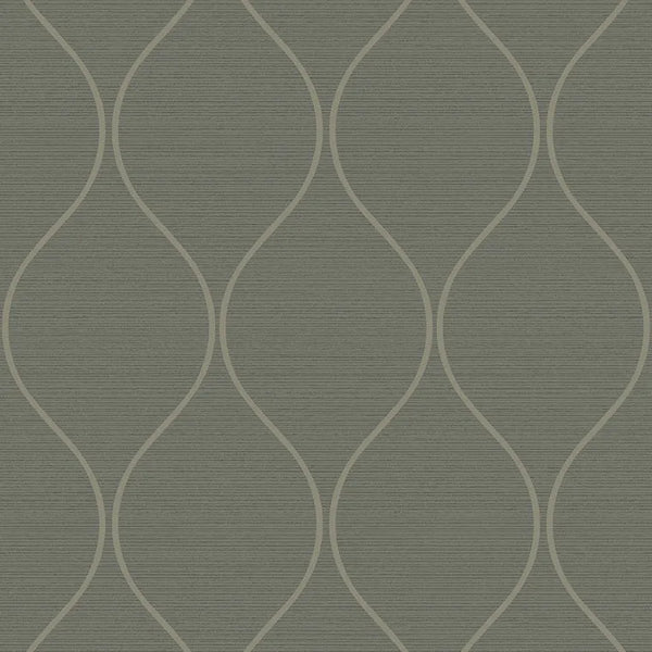Closeup of a wallpaper showing its Brown, Contemporary, Green, Trellis, Unicolour pattern, color, and subtle texture.