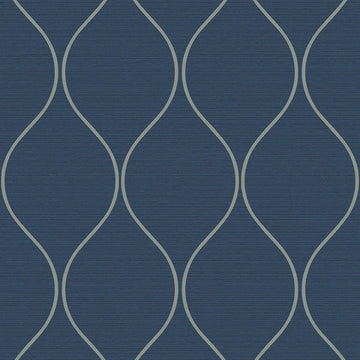 Closeup of a wallpaper showing its Blue, Contemporary, Trellis, Unicolour pattern, color, and subtle texture.