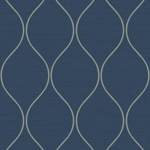 Closeup of a wallpaper showing its Blue, Contemporary, Trellis, Unicolour pattern, color, and subtle texture.
