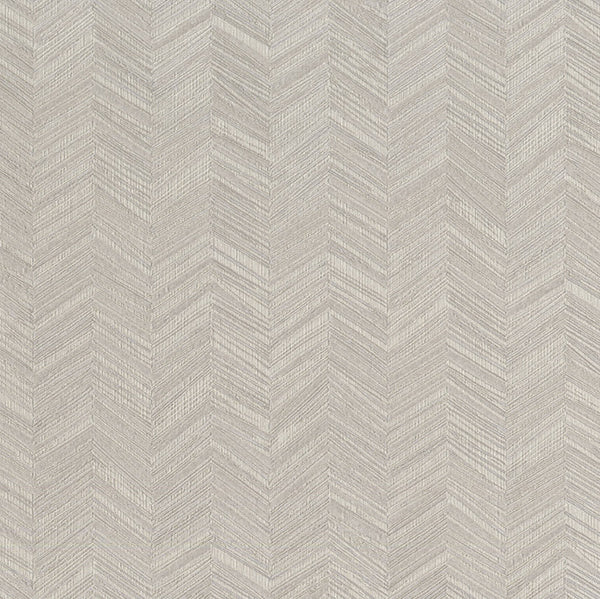 Textured beige wallpaper with a herringbone chevron pattern