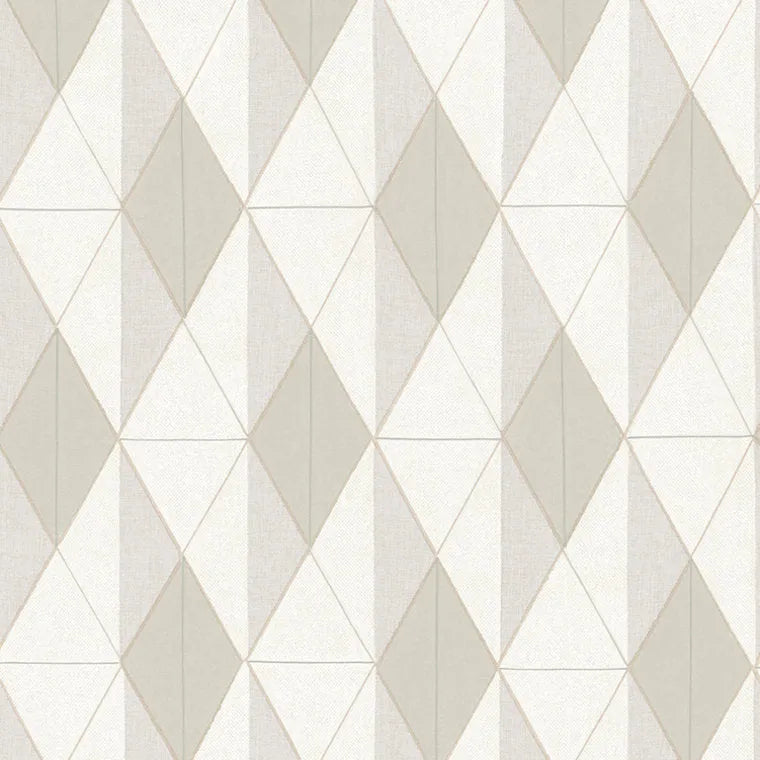 Closeup of a wallpaper showing its Contemporary, Geometric, Multicolour, Neutrals, Two-tone pattern, color, and subtle texture.