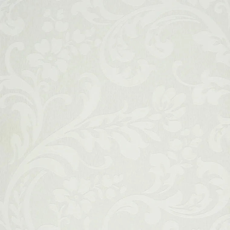 Closeup of a wallpaper showing its Floral, Neutrals, Unicolour pattern, color, and subtle texture.