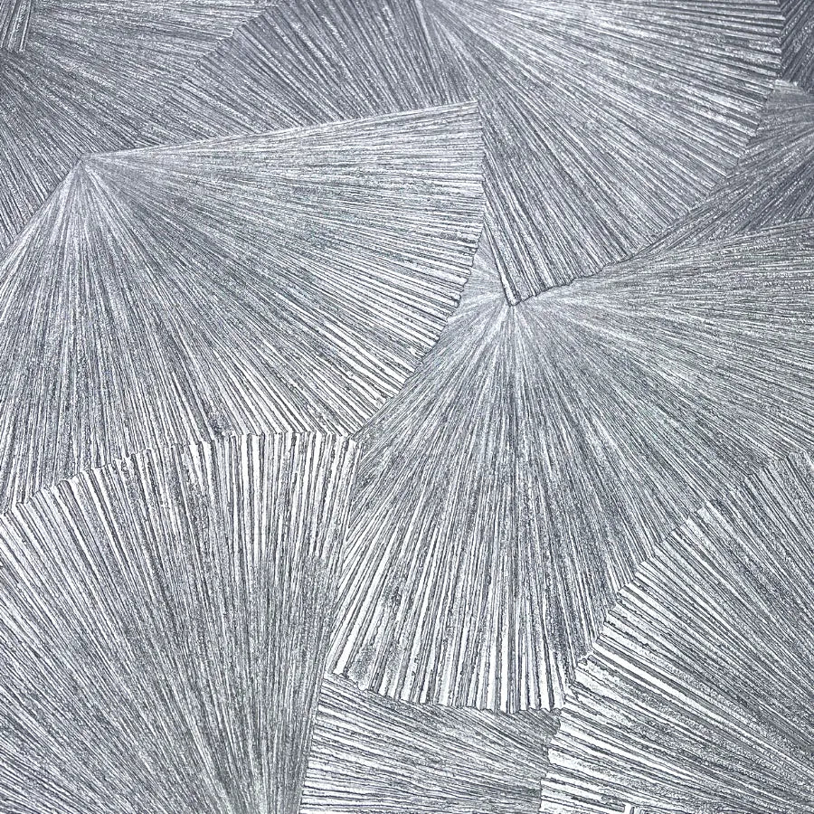 Closeup of a wallpaper showing its Contemporary, Embossed, Geometric, Monochrome, Silver, Textures pattern, color, and subtle texture.