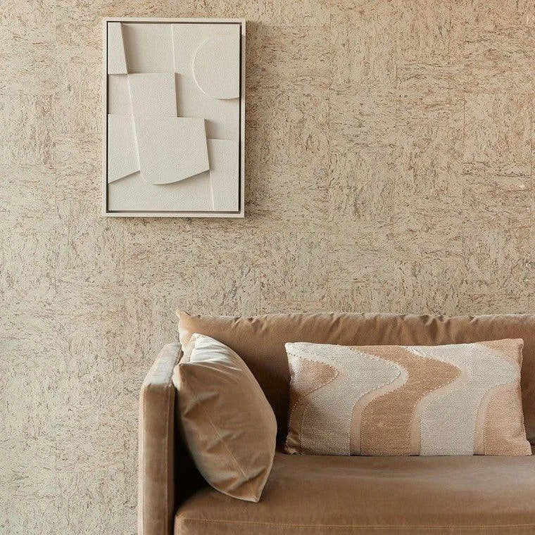 Closeup of a wallpaper showing its Contemporary, Cork, Luxury, Neutrals pattern, color, and subtle texture.