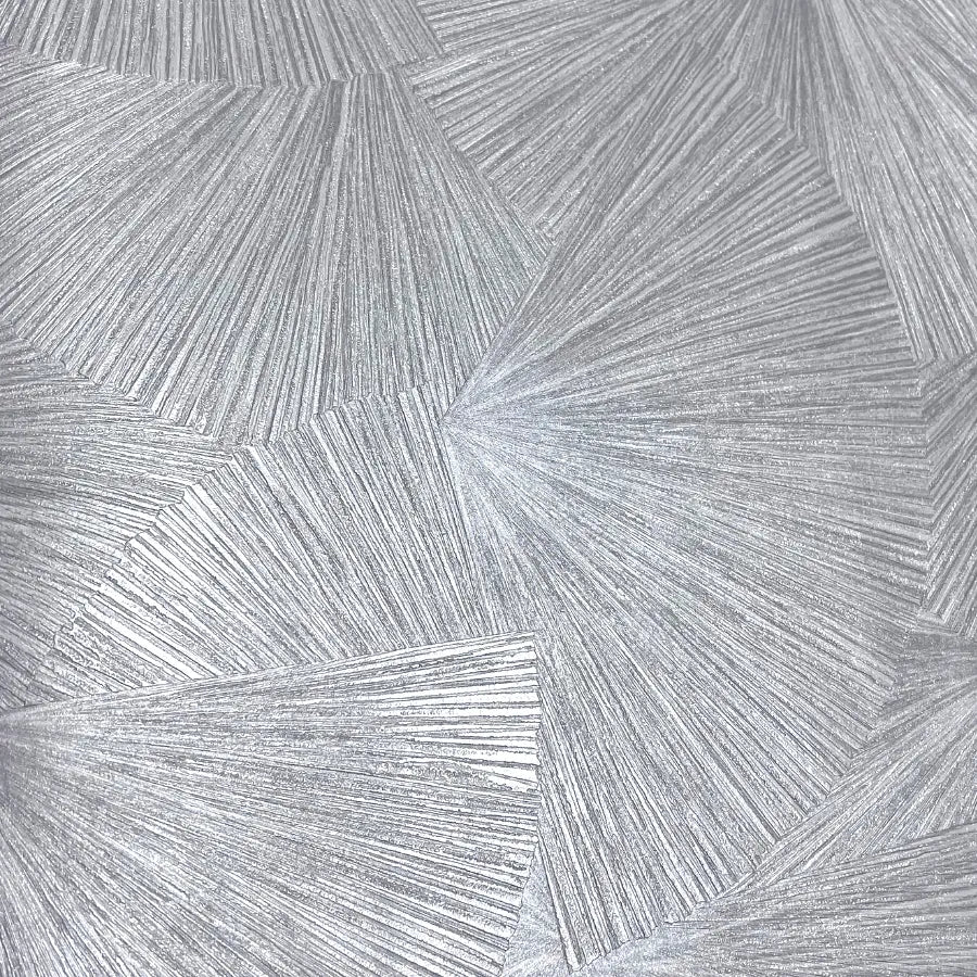 Closeup of a wallpaper showing its Contemporary, Embossed, Geometric, Monochrome, Silver, Textures pattern, color, and subtle texture.