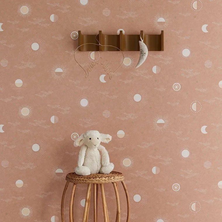 Closeup of a wallpaper showing its Kids, Neutrals pattern, color, and subtle texture.