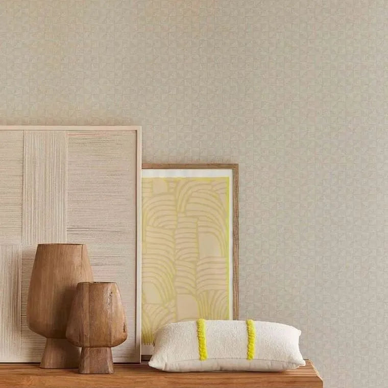 Closeup of a wallpaper showing its Geometric, Neutrals pattern, color, and subtle texture.