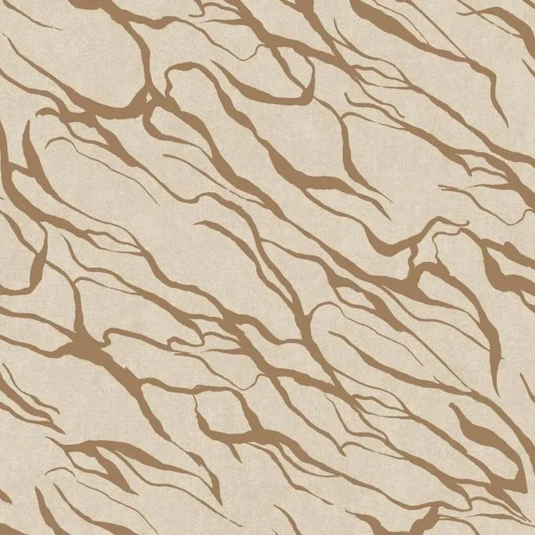 Closeup of a wallpaper showing its Neutrals, Two-tone, Vinyl, Waves pattern, color, and subtle texture.