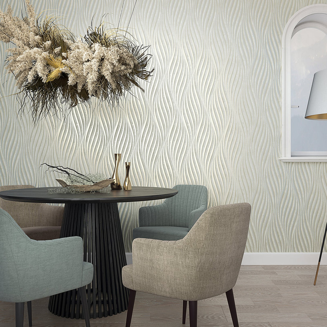 Marburg City Glow 34260 light grey wavy stripe non-woven wallpaper