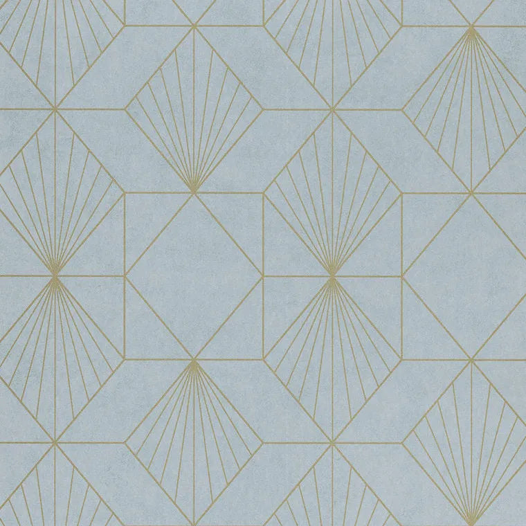 Closeup of a wallpaper showing its Art-Deco, Contemporary, Geometric, Two-tone pattern, color, and subtle texture.