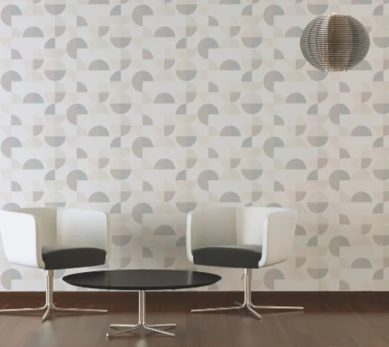 Closeup of a wallpaper showing its Contemporary, Geometric, Neutrals, Pastels pattern, color, and subtle texture.