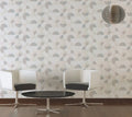 Wallpaper installed in a room showing its full pattern, color