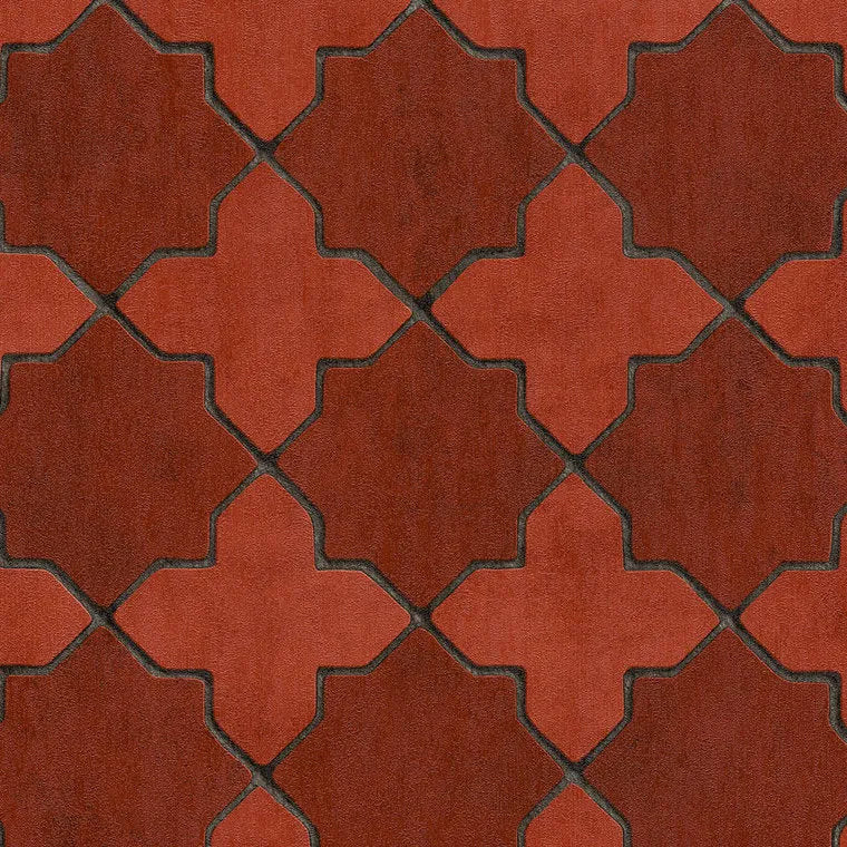 Closeup of a wallpaper showing its Geometric, Red, Two-tone pattern, color, and texture.