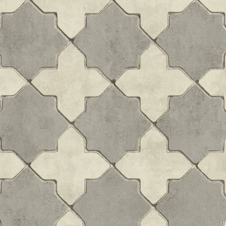 Closeup of a wallpaper showing its Geometric, Neutrals, Two-tone pattern, color, and texture.