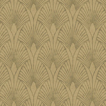 Closeup of a wallpaper showing its Art-Deco, Gold, Neutrals pattern, color, and texture.