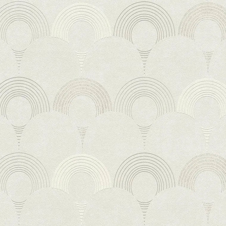 Closeup of a wallpaper showing its Art-Deco, Contemporary, Geometric, Neutrals, Two-tone pattern, color, and texture.