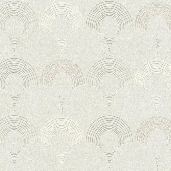 Closeup of a wallpaper showing its Art-Deco, Contemporary, Geometric, Neutrals, Two-tone pattern, color, and texture.