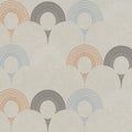 Closeup of a wallpaper showing its Art-Deco, Contemporary, Geometric, Kids, Multicolour, Neutrals pattern, color, and texture.