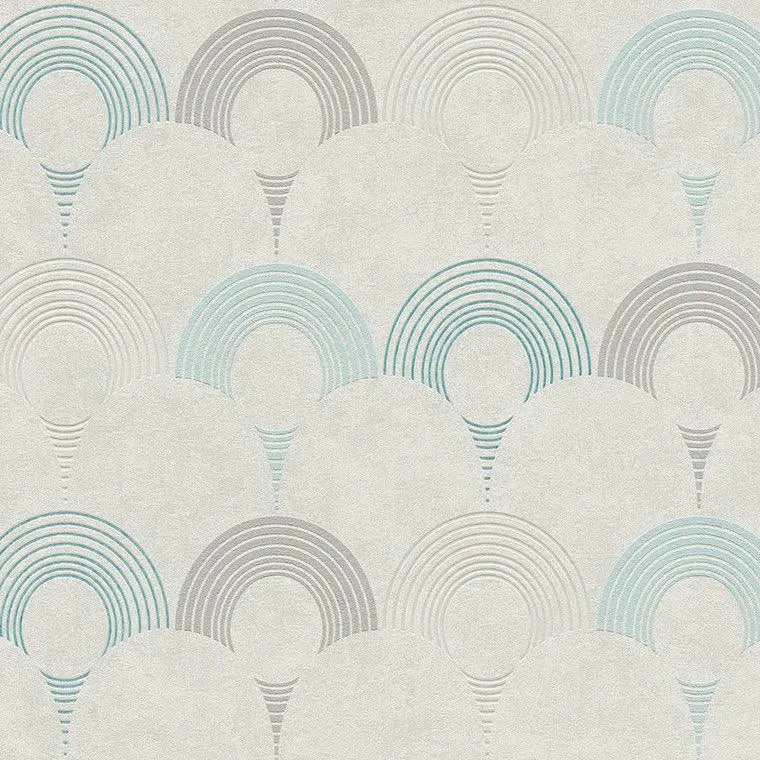 Closeup of a wallpaper showing its Art-Deco, Contemporary, Geometric, Kids, Multicolour, Neutrals, Two-tone pattern, color, and texture.