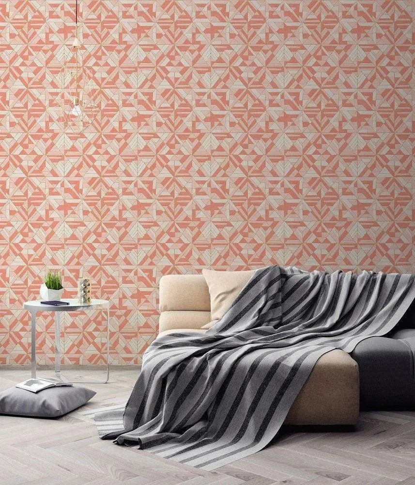 Closeup of a wallpaper showing its Contemporary, Geometric, Kids, Multicolour pattern, color, and texture.