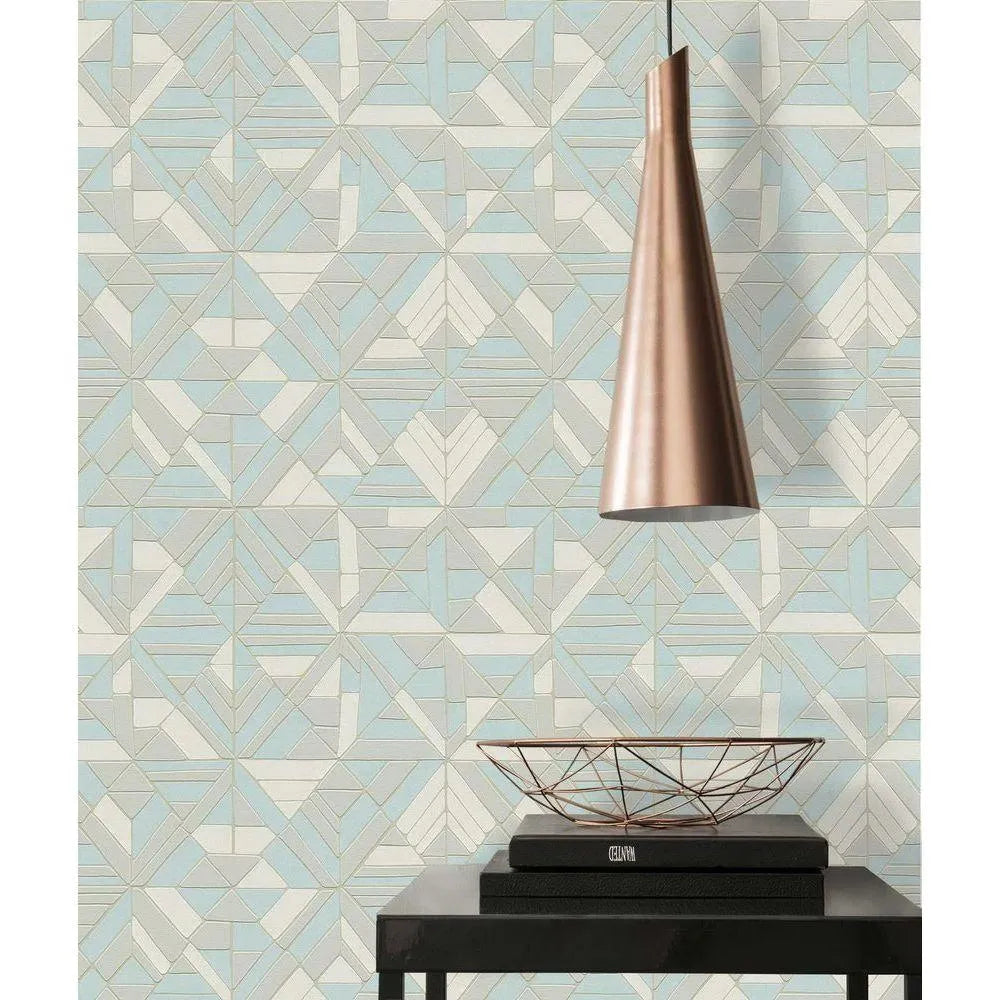 Closeup of a wallpaper showing its Contemporary, Geometric, Kids, Neutrals, Two-tone pattern, color, and texture.