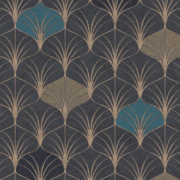 Closeup of a wallpaper showing its Art-Deco, Contemporary, Dramatic pattern, color, and texture.