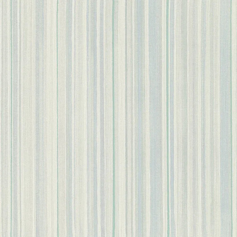 Closeup of a wallpaper showing its Blue, Contemporary, Green, Stripes pattern, color, and subtle texture.