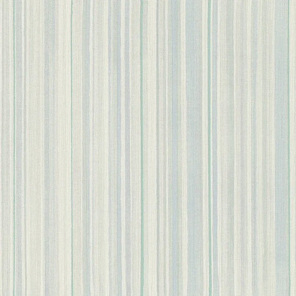 Closeup of a wallpaper showing its Blue, Contemporary, Green, Stripes pattern, color, and subtle texture.