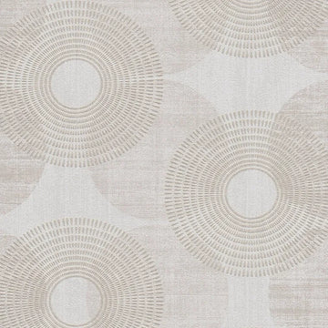 Closeup of a wallpaper showing its Brown, Circles, Contemporary, Neutrals pattern, color, and subtle texture.