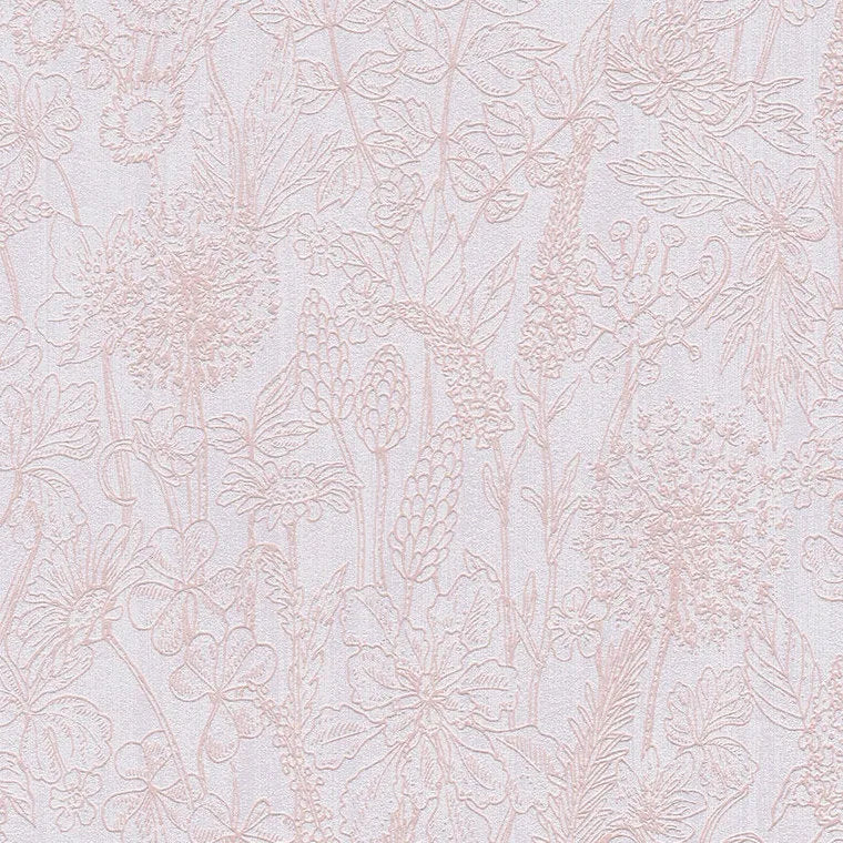 Closeup of a wallpaper showing its Contemporary, Floral, Pastels, Pink pattern, color, and subtle texture.