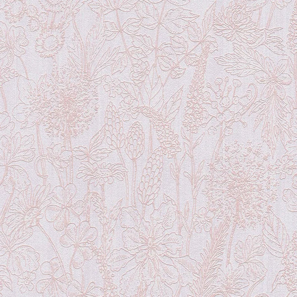 Closeup of a wallpaper showing its Contemporary, Floral, Pastels, Pink pattern, color, and subtle texture.