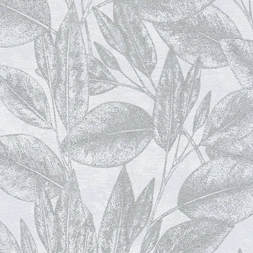 Closeup of a wallpaper showing its Contemporary, Floral, Grey, Monochrome pattern, color, and subtle texture.