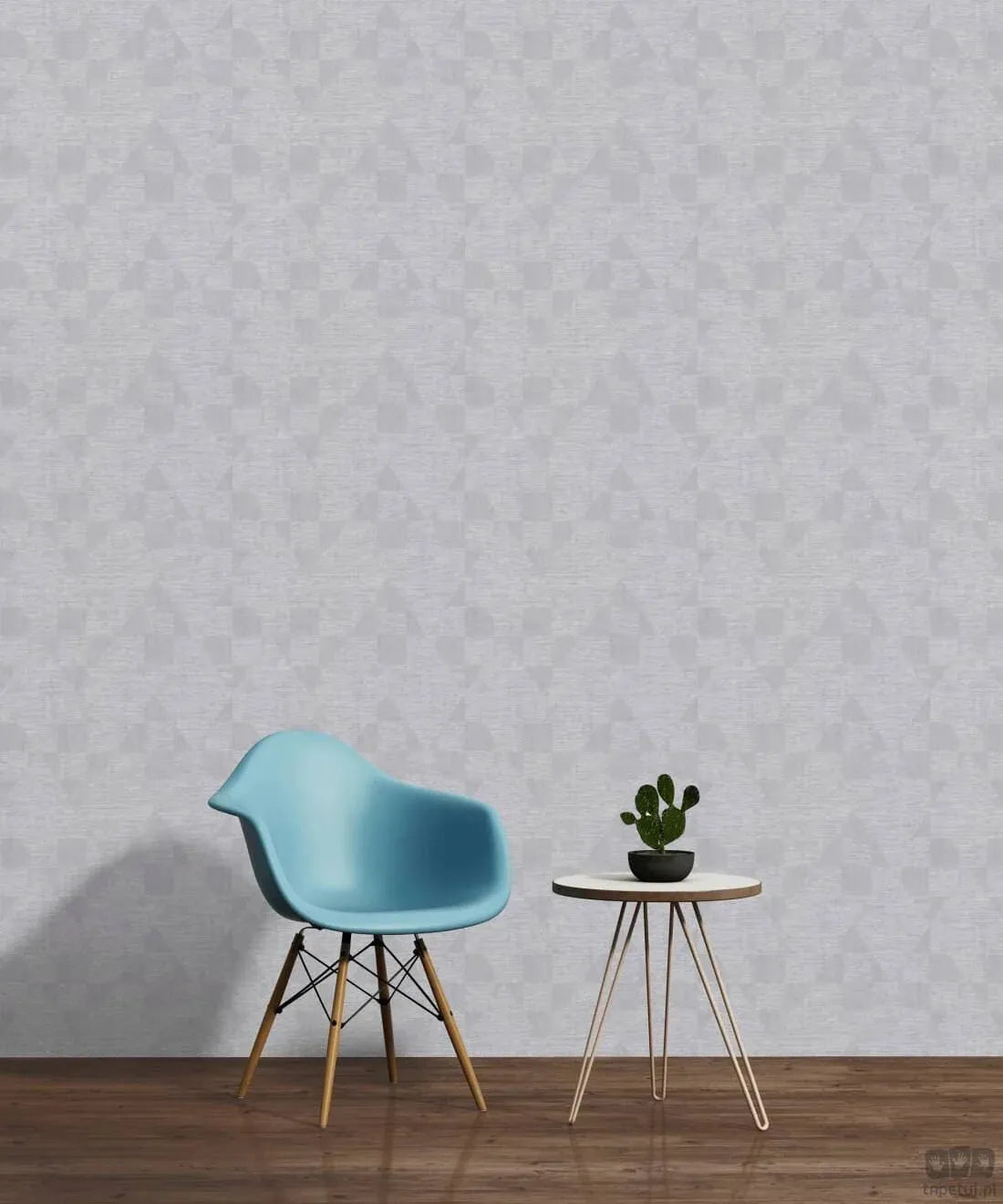 Wallpaper installed in a room showing its full pattern, color