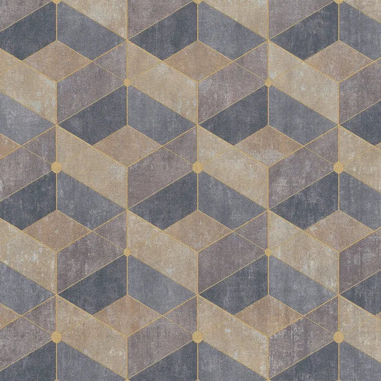 Closeup of a wallpaper showing its Contemporary, Geometric, Multicolour pattern, color, and texture.