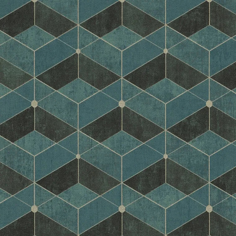 Closeup of a wallpaper showing its Art-Deco, Contemporary, Geometric pattern, color, and subtle texture.