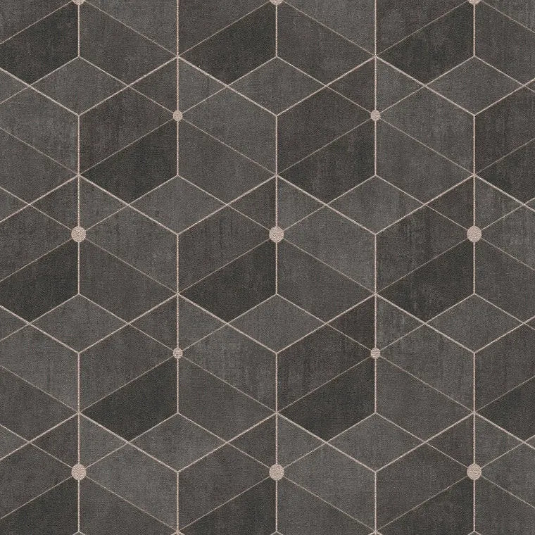 Closeup of a wallpaper showing its Art-Deco, Contemporary, Geometric pattern, color, and subtle texture.