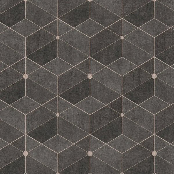Closeup of a wallpaper showing its Art-Deco, Contemporary, Geometric pattern, color, and subtle texture.