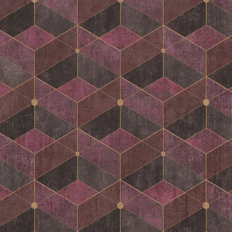 Closeup of a wallpaper showing its Art-Deco, Contemporary, Geometric pattern, color, and subtle texture.