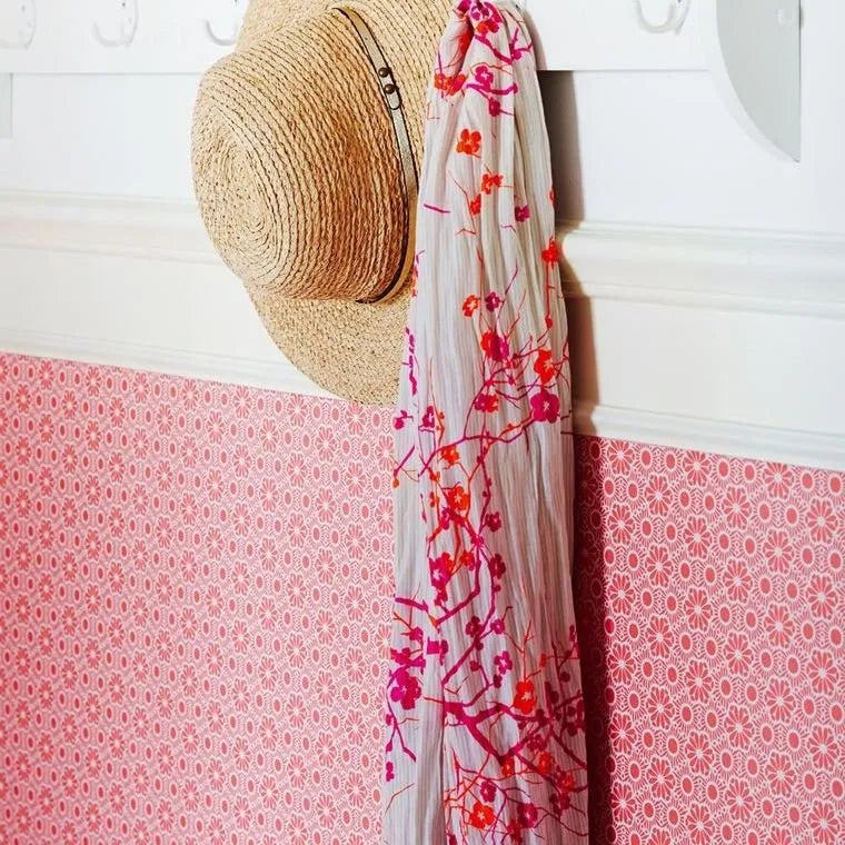 Closeup of a wallpaper showing its Floral, Kids pattern, color, and subtle texture.